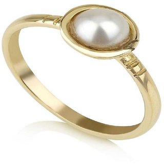                       CEYLONMINE-Gold Plating Ring Pearl Gemstone Best Quailty 2.00 Ratti  Designer Ring                                              