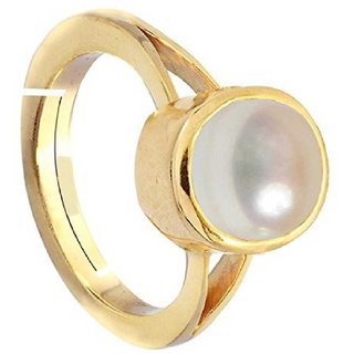                       CEYLONMINE-Gold Plating  Ring Pearl Gemstone Best Quailty 2.00 Ratti  Designer Ring                                              