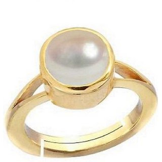                       CEYLONMINE-Gold Plating Ring Pearl Gemstone Best Quailty 2.00 Ratti  Designer Ring                                              