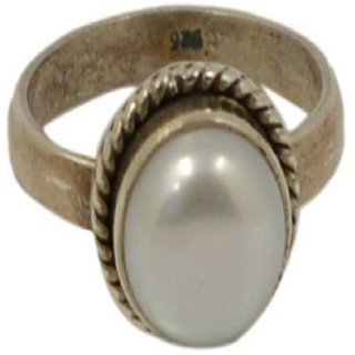                       CEYLONMINE-Natural 2.00 Ratti Pearl Stone Sterling Silver Ring For Men&Women                                              