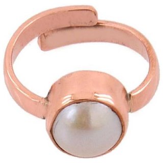                       CEYLONMINE- Rose Gold Plating Ring Pearl Gemstone Best Quailty 2.00 Ratti  Designer Ring                                              