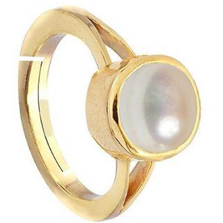                       CEYLONMINE-Gold Plating Pearl Stone A+Quailty 2.00 Ratti Designer Ring                                              