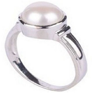                       CEYLONMINE-Natural 2.00 Ratti Pearl Stone Sterling Silver Ring For Men&Women                                              