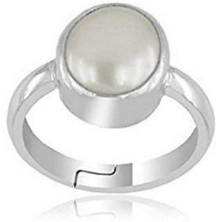                       CEYLONMINE-2.00 Ratti Sterling Silver Pearl Gemstone A+Quailty And Designer Ring Oval Stone Ring                                              