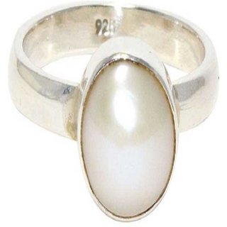                       CEYLONMINE-Pearl Stone Ring Oval Gemstone Sterling Silver Ring 2.00 Ratti                                              