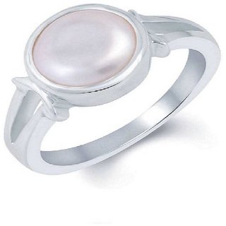                       CEYLONMINE-2.00 Ratti Sterling Silver Pearl Gemstone A+Quailty And Designer Ring Oval Stone Ring                                              