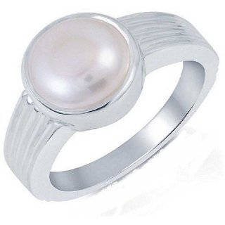                       CEYLONMINE-Pearl Stone Ring Oval Gemstone Sterling Silver Ring 2.00 Ratti                                              