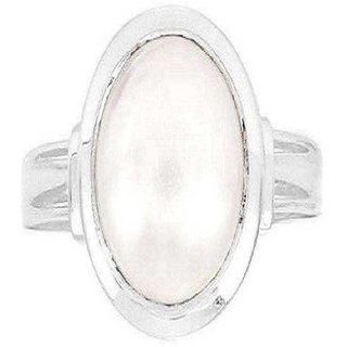                       CEYLONMINE-2.00 Ratti Sterling Silver Pearl Gemstone A+Quailty And Designer Ring Oval Stone Ring                                              