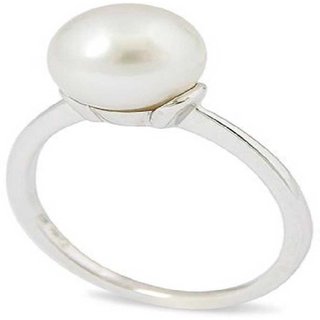                       CEYLONMINE-Natural 2.00 Ratti Pearl Stone Sterling Silver Ring For Men&Women                                              