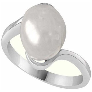                       CEYLONMINE-2.00 Ratti Sterling Silver Pearl Gemstone A+Quailty And Designer Ring Oval Stone Ring                                              