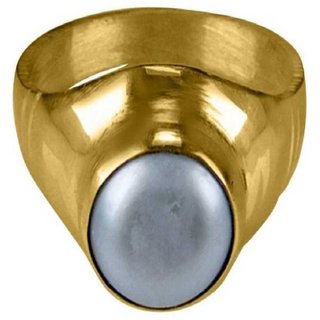                       CEYLONMINE-2.00 Ratti Gold Plating Pearl Gemstone A+Quailty And Designer Ring Oval Stone Ring                                              