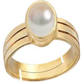                       CEYLONMINE-Gold Plating Ring Pearl Gemstone Best Quailty 2.00 Ratti  Designer Ring                                              