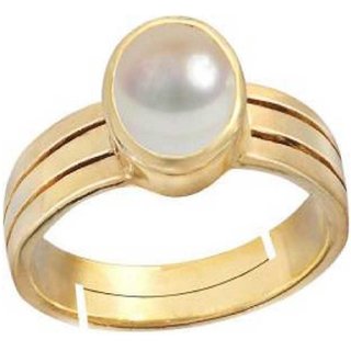                       CEYLONMINE-2.00 Ratti Gold Plating Pearl Gemstone A+Quailty And Designer Ring Oval Stone Ring                                              