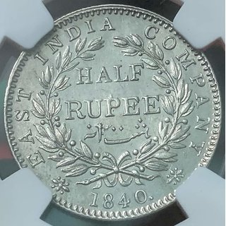 half rupees 1840 unc condition. half rupees 1840 unc condition.