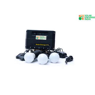                       SUI Lithium Ion Solar Home Lighting System Power Pack with multiple LED bulbs - 45Wh Battery  8W Solar Panel                                              