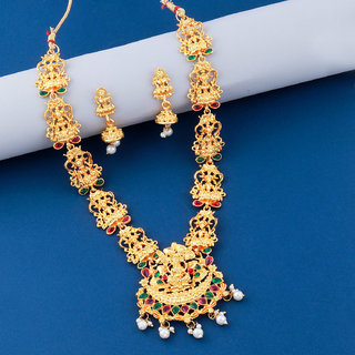 Gold Plated Traditional Temple Set  Neckalce Set Jewellery Set For Women Girls