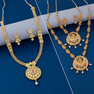 Gold Plated Traditional Designer Long Jewellery Set For Women