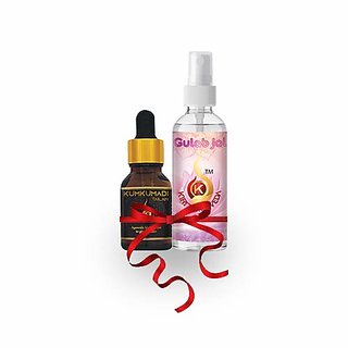 Kumkumadi Tailam Gulab Jal Combo, Balances and Restores Skin PH Levels 115ml Kumkumadi Tailam Gulab Jal Combo, Balances and Restores Skin PH Levels 115ml