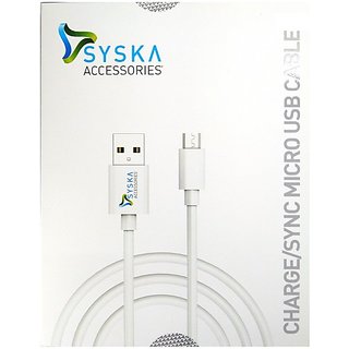 Syska CC10 1.2 m Micro USB Cable (Compatible with All Phones With Micro USB Port, White)