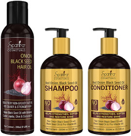 Spantra Red Onion Black Seed Oil Shampoo  Conditioner, To Repair dry Scalp Control Hair Fall, Dandruff helps to Regrow