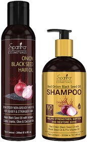 Spantra Red Onion Black Seed Oil with Shampoo, to Repair dry Scalp, Control Hair Fall, Dandruff, Regrows Hair and nouris