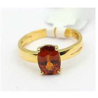                       Original Natural Certified Hessonite 2 Carat Adjustable Gold Plated Ringby CEYLONMINE                                              