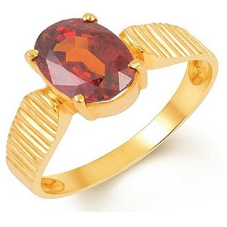                       Certified Hessonite stone 2 Carat Astrological Stone Gold Plated Ring By CEYLONMINE                                              