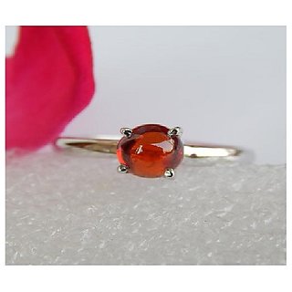 Natural and Eligent Hessonite Gemstone Stone 2.5 Carat silver Ring by CEYLONMINE