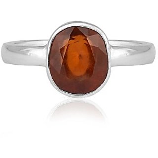                       Natural & Unheated Stone 2.25 Ratti Hessonite silver Ring by CEYLONMINE                                              