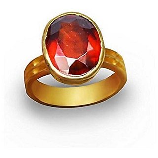                       100 Original Certified Stone 2.25 Carat Hessonite Gold Plated Ring By CEYLONMINE                                              