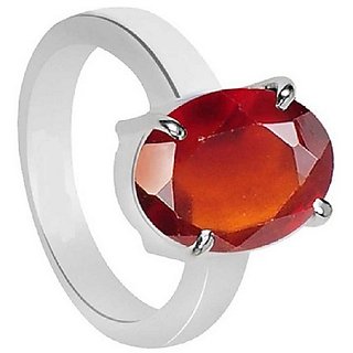                       Hessonite Ring Natural Unheated Stone 3 Carat Silver Ring By CEYLONMINE                                              