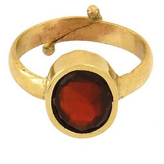                       Natural Hessonite Stone 3 Ratti Gemstone Gold Plated Ring By CEYLONMINE                                              