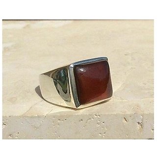                       Natural Hessonite silver Ring 3.5 carat By CEYLONMINE                                              