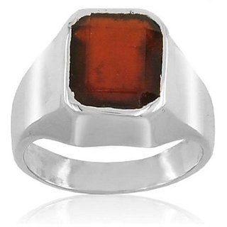                       100% Original Hessonite Stone 3 Ratti Lab Certified Stone silver Ring by CEYLONMINE                                              