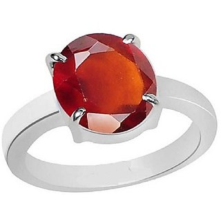                       Hessonite Stone 3.5 Ratti Lab Certified Punchdhatu Silver Ring By CEYLONMINE                                              