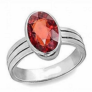                       100% Original Hessonite Stone 3.5 Ratti Lab Certified Stone Silver Ring by CEYLONMINE                                              
