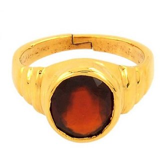                       Original Natural Hessonite 3.5 Carat Adjustable Gold Plated Ringby CEYLONMINE                                              