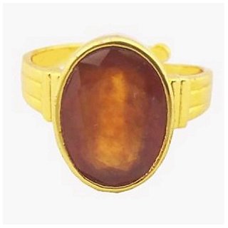                       Natural Hessonite Stone Lab Certified Gold Plated 3.5 Carat Gold Plated Ring BY CEYLONMINE                                              