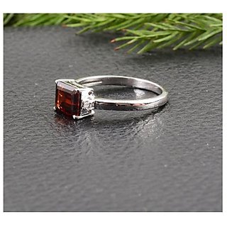 3.5 Carat 100 Original Certified Stone Hessonite silver Ring By CEYLONMINE