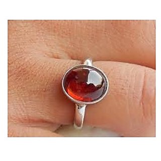                       Certified Hessonite stone 3.25 Carat Astrological Stone silver Ring By CEYLONMINE                                              