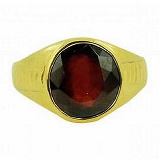                       Hessonite Astrological Stone 3.25 Ratti Certified Gold Plated Ring by CEYLONMINE                                              
