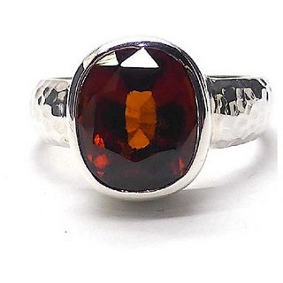                       Natural & Unheated Stone 4 Ratti Hessonite Silver Ring by CEYLONMINE                                              