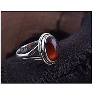                       Natural Hessonite Silver Ring 4 carat By CEYLONMINE                                              