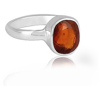                       100% Original Hessonite Lab Certified Stone 4.5 Ratti silver Ring by CEYLONMINE                                              