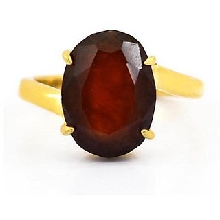                       Hessonite Ring Natural Unheated Stone 4.25 Carat Gold Plated Ring By CEYLONMINE                                              