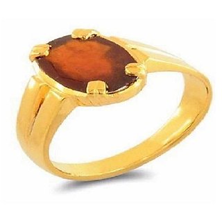                       Natural & Unheated Stone Hessonite Stone 4.25 Ratti Gold Plated Ring by CEYLONMINE                                              