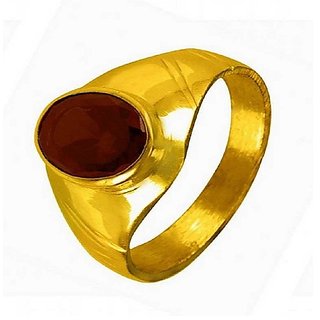                       Original Natural Certified Hessonite 4.25 Carat Adjustable Gold Plated Ringby CEYLONMINE                                              