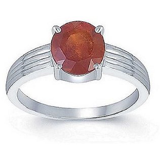 Natural Hessonite Stone Lab Certified Silver 5 Carat Ring BY CEYLONMINE