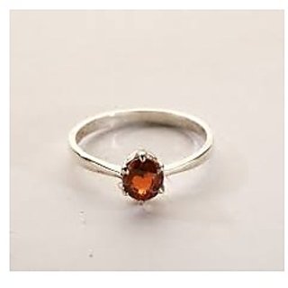                       6 Ratti Natural IGI Lab Certified Hessonite Stone Silver Ring By CEYLONMINE                                              