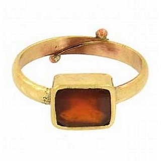                       Hessonite Ring 100% Original 6 Ratti Lab Certified Stone Gold Plated Ring by CEYLONMINE                                              